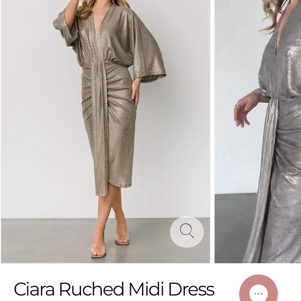 Baltic Born Metallic Silver Midi Dress